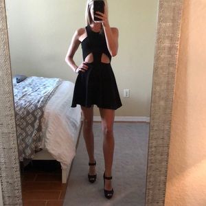 Cut out mini black dress